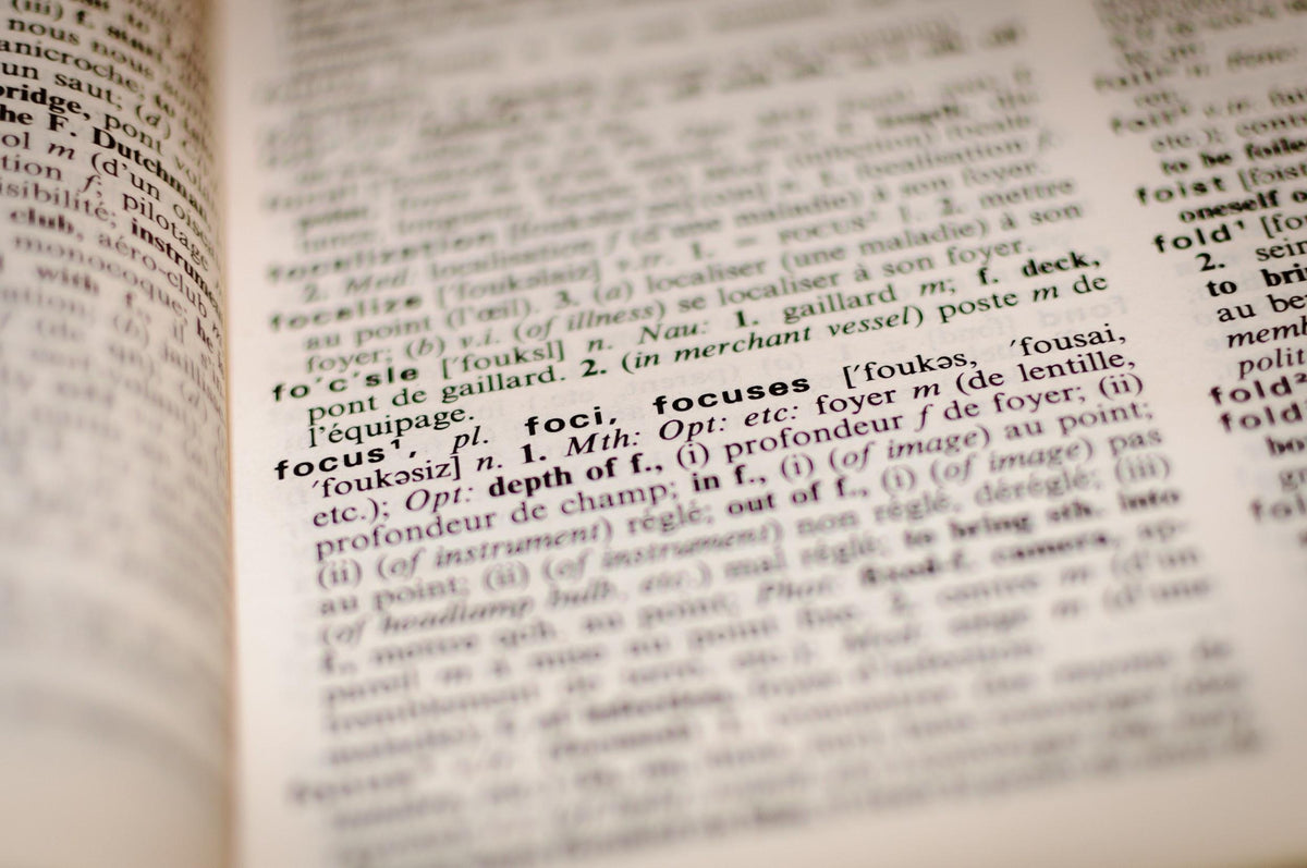 a dictionary open to the word focus