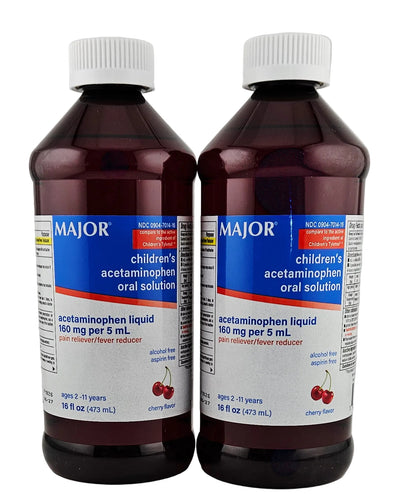 Acetaminophen (Children's) Liquid, 16 oz each (2 Pack) by Major