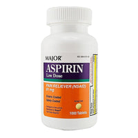 Aspirin 81 mg (Low Dose) 1000 Tablets by Major - Image 1