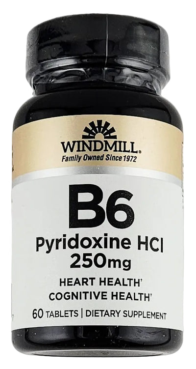Vitamin B6, 250 mg 60 Tablets by Windmill