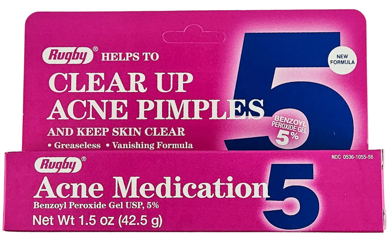 Benzoyl Peroxide Gel 5% (Acne Medication) 1.5 oz each (1, 3 or 6 Pack) by Rugby - Main product image