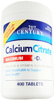 Calcium Citrate plus D3, 400 Tablets by 21st Century - Image 1