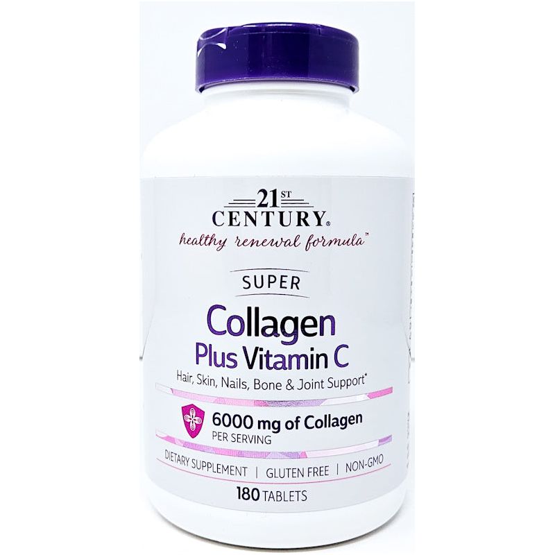 Collagen 6000 mg plus Vitamin C, 180 Tablets by 21st Century - Main product image