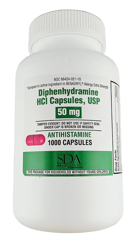 Diphenhydramine HCl, 50 mg 1000 Capsules by SDA - Main product image