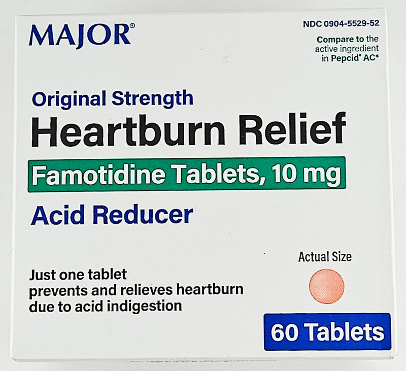 Heartburn Relief (Famotidine 10 mg) 60 Tablets by Major - Main product image