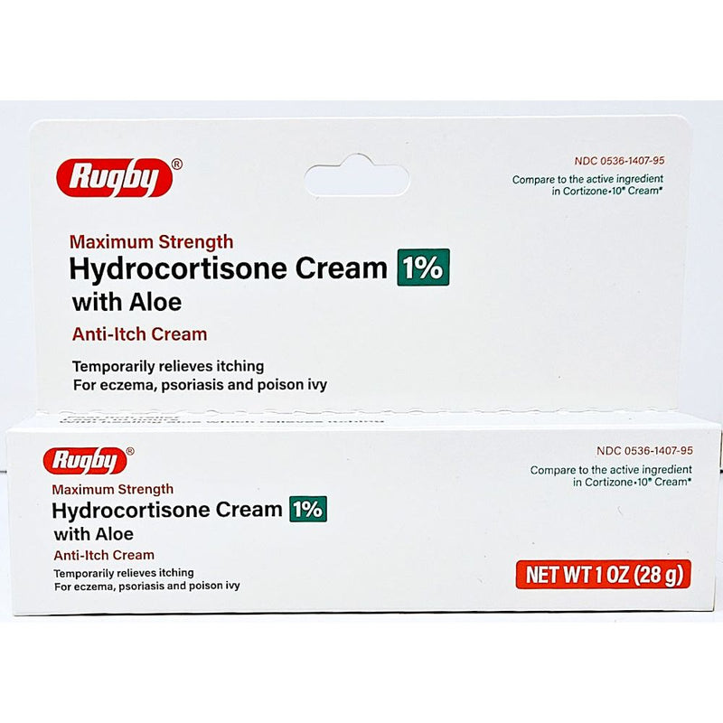Hydrocortisone Cream with Aloe 1 oz by Rugby (1 or 3 Pack) - Main product image