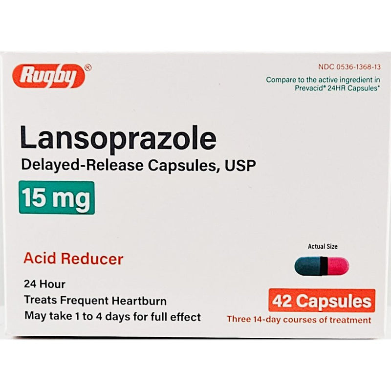 Lansoprazole 15 mg Delayed Release Capsules by Rugby - Main product image