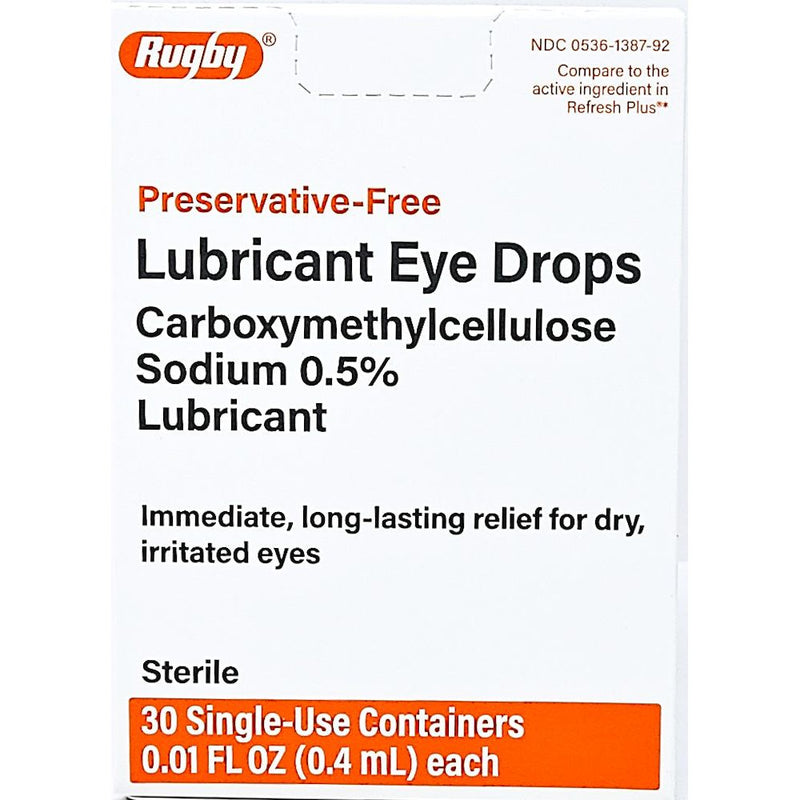 Lubricant Eye Drops by Rugby, 30 Single-Use Containers - Main product image