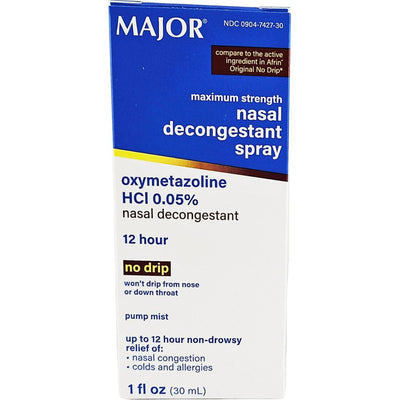 Nasal Decongestant Spray, 1 fl oz each (1, 3, 6 or 12 Pack) by Major