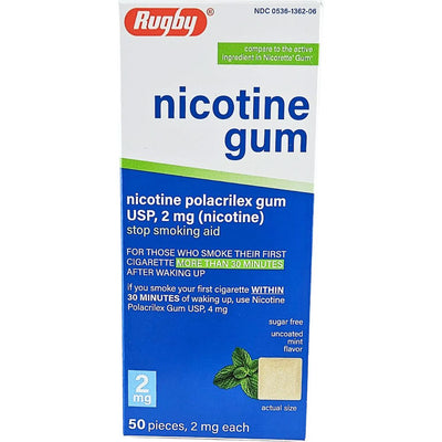 Nicotine Gum 2mg (Uncoated Mint Flavor) Sugar Free 50 Piece