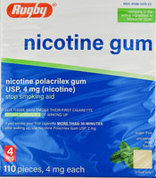 Nicotine Gum 4mg (Uncoated Mint Flavor) 110 Pieces by Rugby - Image 1
