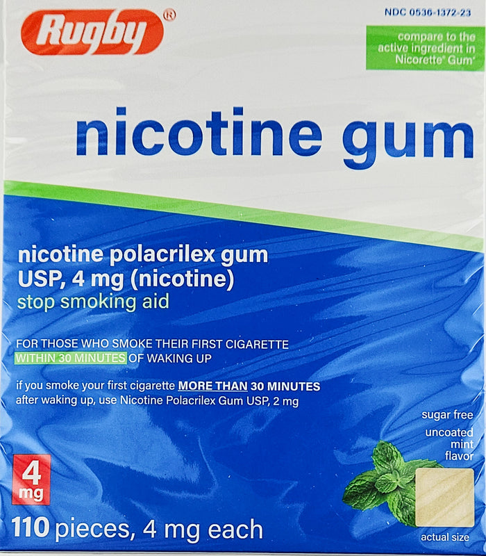Nicotine Gum 4mg (Uncoated Mint Flavor) 110 Pieces by Rugby - Main product image