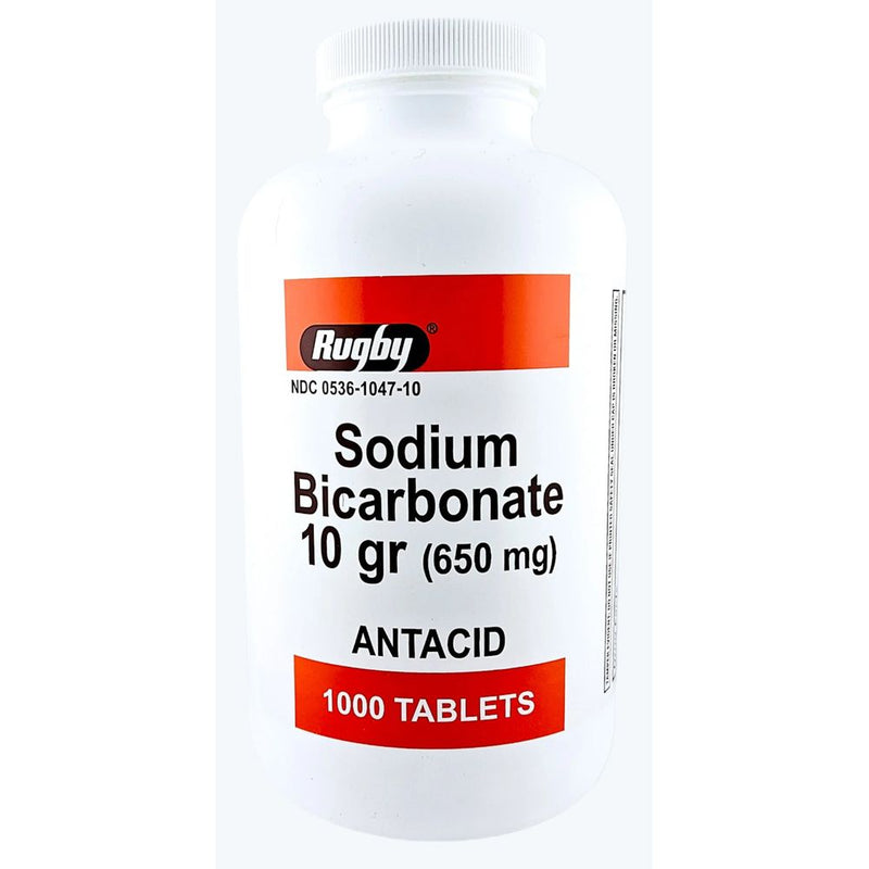 Sodium Bicarbonate 650 mg (Antacid) 1000 Tablets by Rugby - Main product image