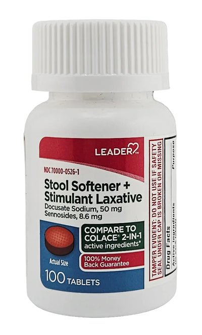 Stool Softener plus Stimulant Laxative 100 Tablets by Leader