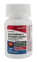Stool Softener plus Stimulant Laxative 100 Tablets by Leader - Image 1