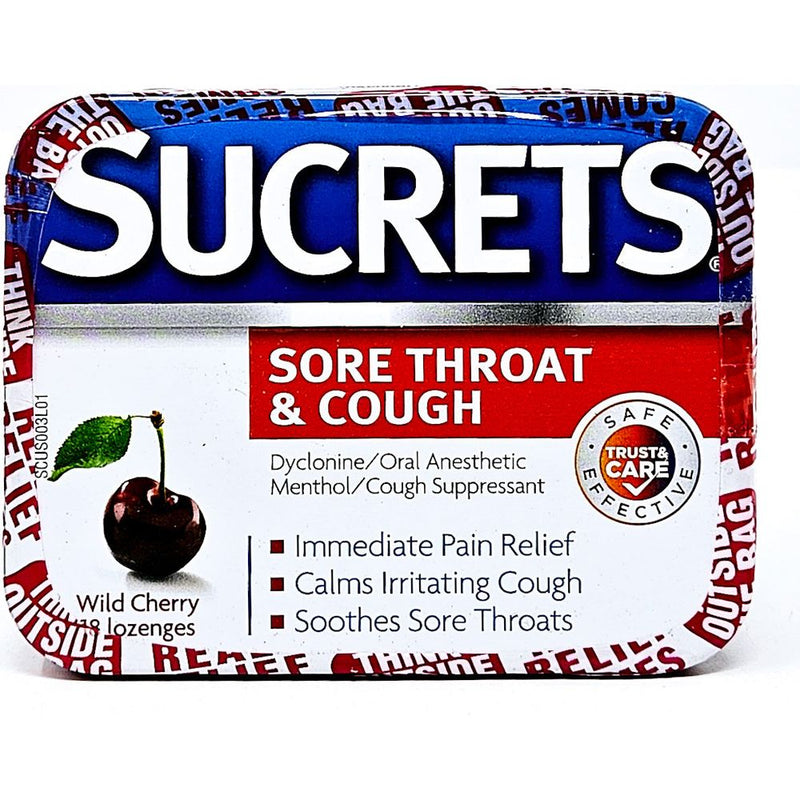 Sucrets Sore Throat & Cough Lozenges (Wild Cherry Flavor) 18 Count - Main product image