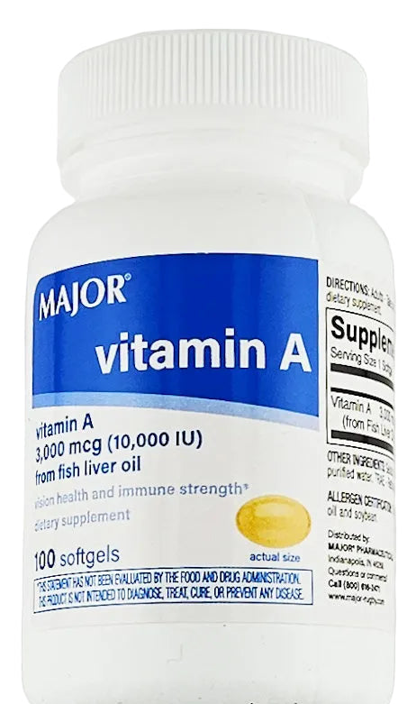 Vitamin A 3000 mcg 100 Softgels by Major - Main product image