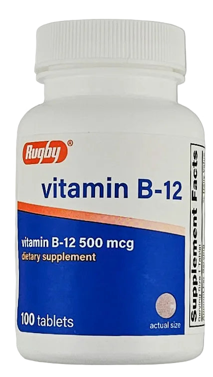 Vitamin B12 500 mcg 100 Tablets by Rugby - Main product image