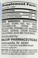 Vitamin D3 10 mcg (400 IU) 100 Tablets by Major - Image 2