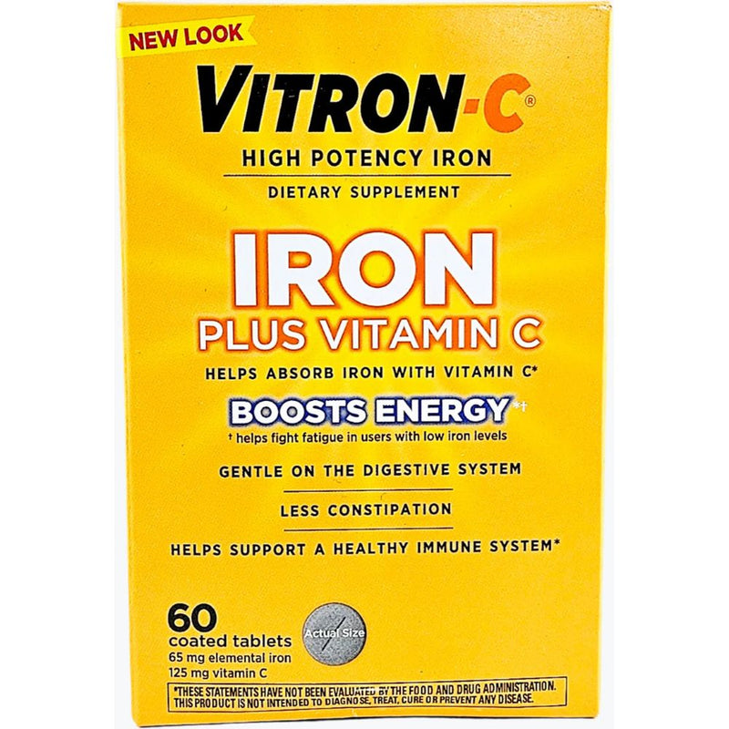 Vitron-C Iron plus Vitamin C 60 Coated Tablets - Main product image
