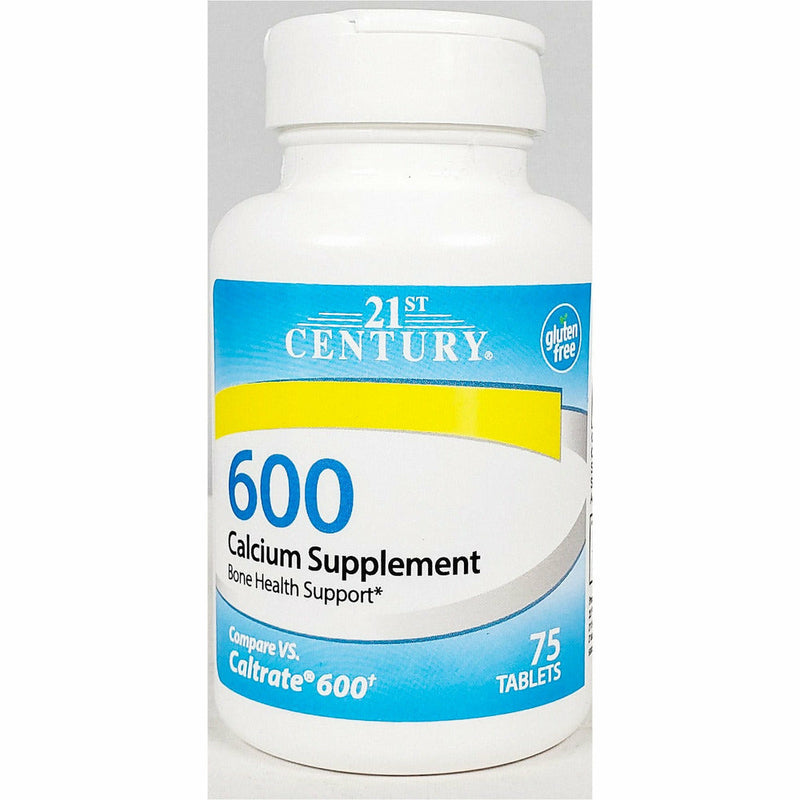Calcium (Carbonate) 600 mg, 75 Tablets by 21st Century - Main product image