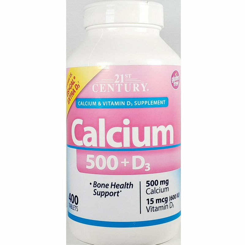 Calcium 500 mg plus D3, 400 Tablets by 21st Century - Main product image