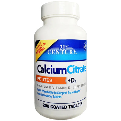 Calcium Citrate Petites plus D3, 200 Coated Tablets by 21st Century