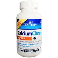 Calcium Citrate Petites plus D3, 200 Coated Tablets by 21st Century - Image 1
