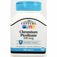 Chromium Picolinate 200 mcg 100 Tablets by 21st Century - Image 1