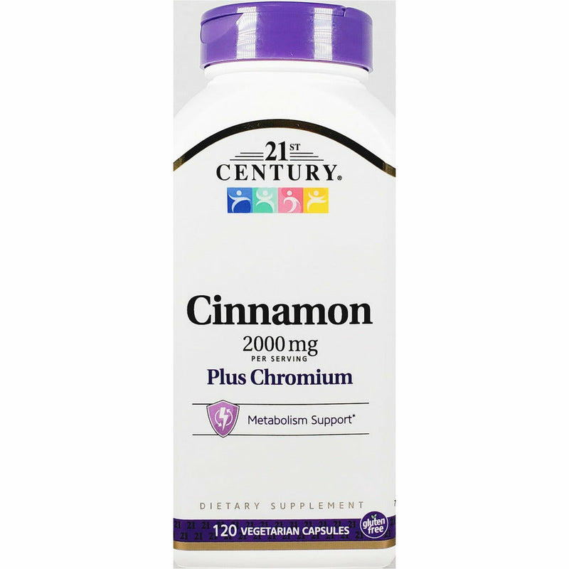 Cinnamon Plus Chromium, 2000 mg 120 Capsules (1 or 3 Pack) by 21st Century - Main product image