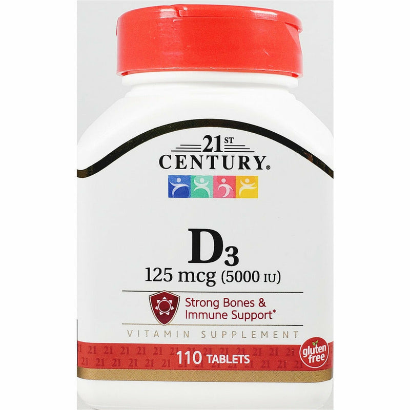 Vitamin D3 125 mcg (5000 IU) 110 Tablets by 21st Century - Main product image