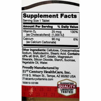 Vitamin D3, 25 mcg (1000 IU) 300 Tablets by 21st Century - Image 2