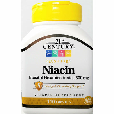 Niacin (Flush Free) 500 mg, 110 Capsules by 21st Century