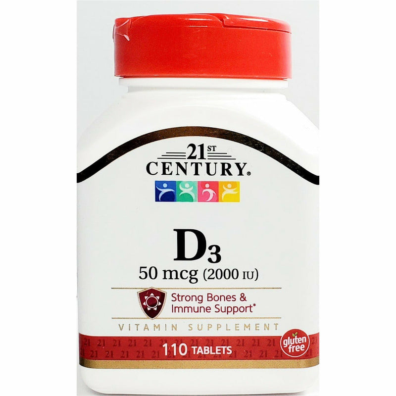 Vitamin D3 50 mcg (2000 IU) 110 Tablets by 21st Century - Main product image