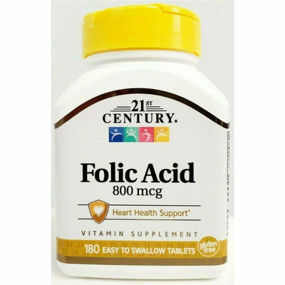 Folic Acid, 800 mcg 180 Tablets by 21st Century