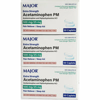 Acetaminophen PM 500 mg 50 Caplets each by Major (1, 3 or 6 Pack) - Image 2