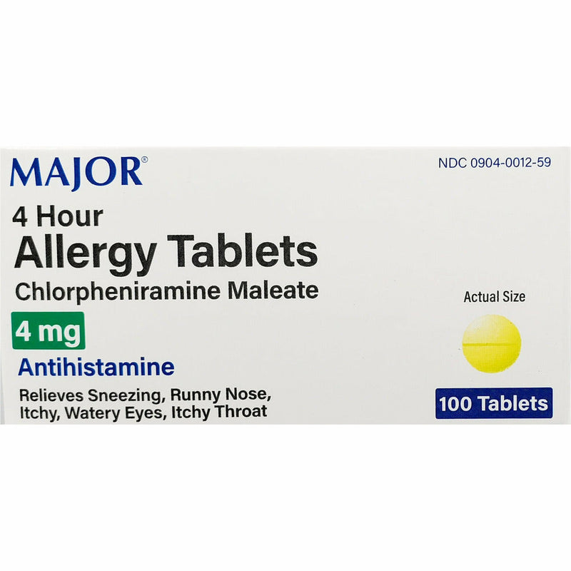 Allergy Tablets, 4 mg 100 Count by Major - Main product image