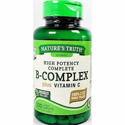 B-Complex plus Vitamin C, 100 Coated Caplets by Nature's Truth