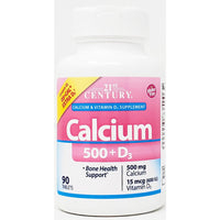 Calcium 500 mg plus D3, 90 Tablets by 21st Century - Image 1