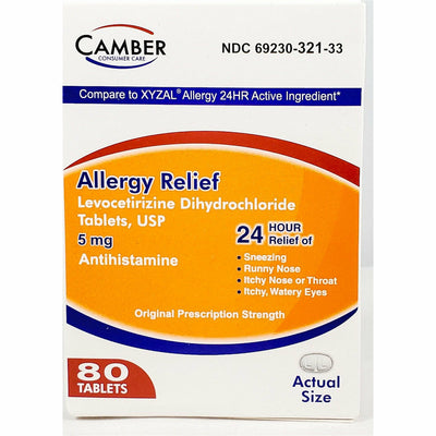 Allergy Relief (Levocetirizine) 5 mg 80 Tablets by Camber
