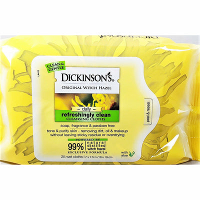 Dickinson's Original Witch Hazel Daily Cleansing Cloths with Aloe, 25 Count