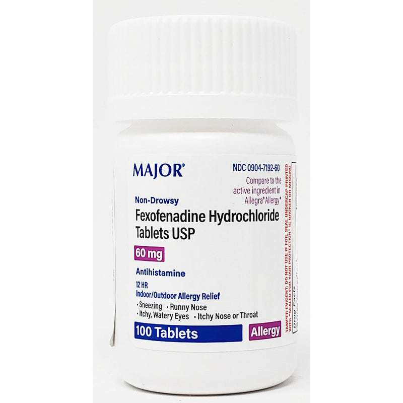Fexofenadine 60 mg 100 Tablets by Major - Main product image