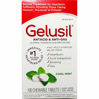 Gelusil Antacid / Anti-Gas (Cool Mint Flavor), 100 Chewable Tablets - Image 1