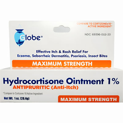 Hydrocortisone Ointment 1% by Globe (1 or 3 Pack)