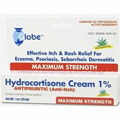 Hydrocortisone Cream 1% with Aloe by Globe (1 or 3 Pack) - Main product image
