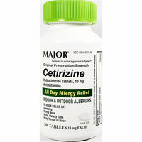 Cetirizine 10 mg, 500 Tablets by Major - Image 1
