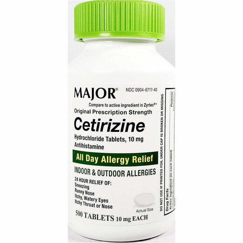 Cetirizine 10 mg, 500 Tablets by Major - Main product image