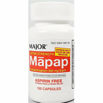 Acetaminophen 500 mg (Mapap) 100 Capsules by Major