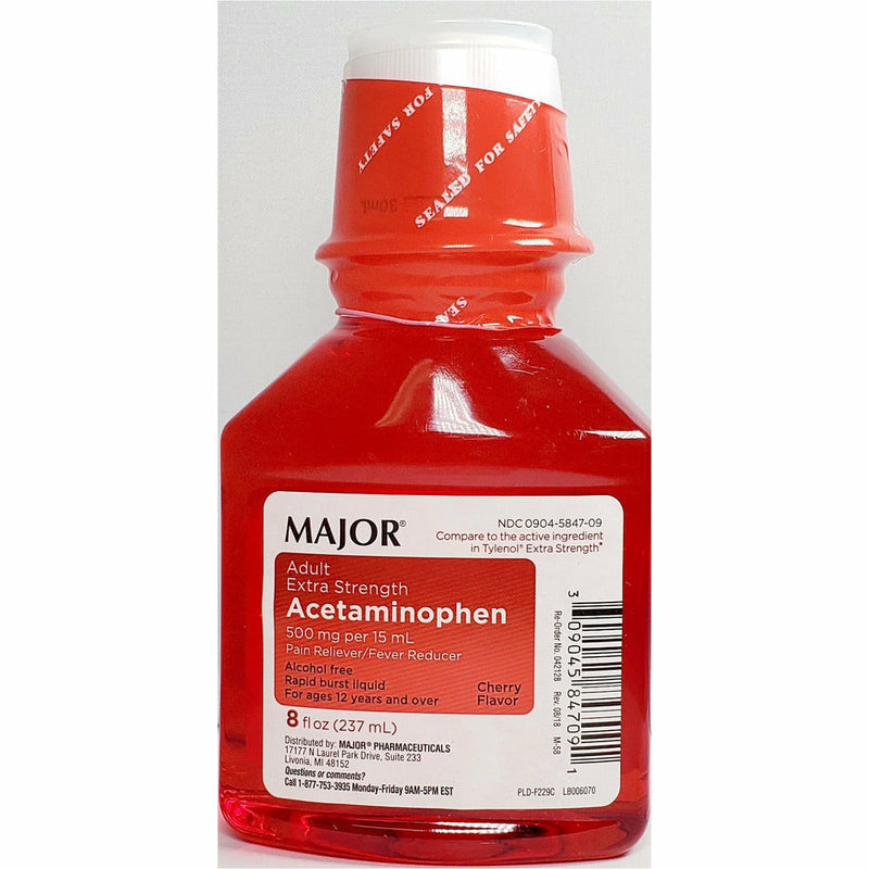 Acetaminophen Liquid 500 mg  8 fl oz Each (1 or 3 Pack) by Major - Main product image