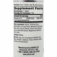 Vitamin B12 5000 mcg, 100 Fast Dissolve Tablets by Natrol - Image 2